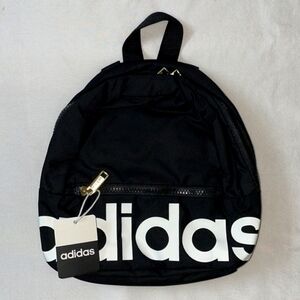 New Adidas Linear Mini Backpack in Black, White and Gold